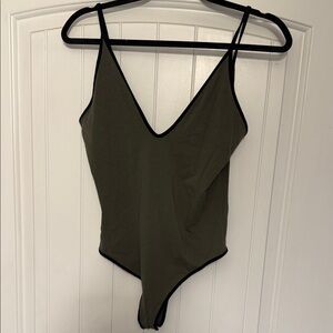 Express Olive Bodysuit with Black Accents
